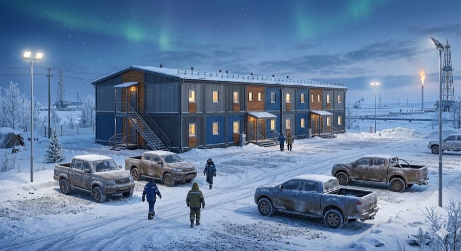 Вахтовый городок в зимних условиях